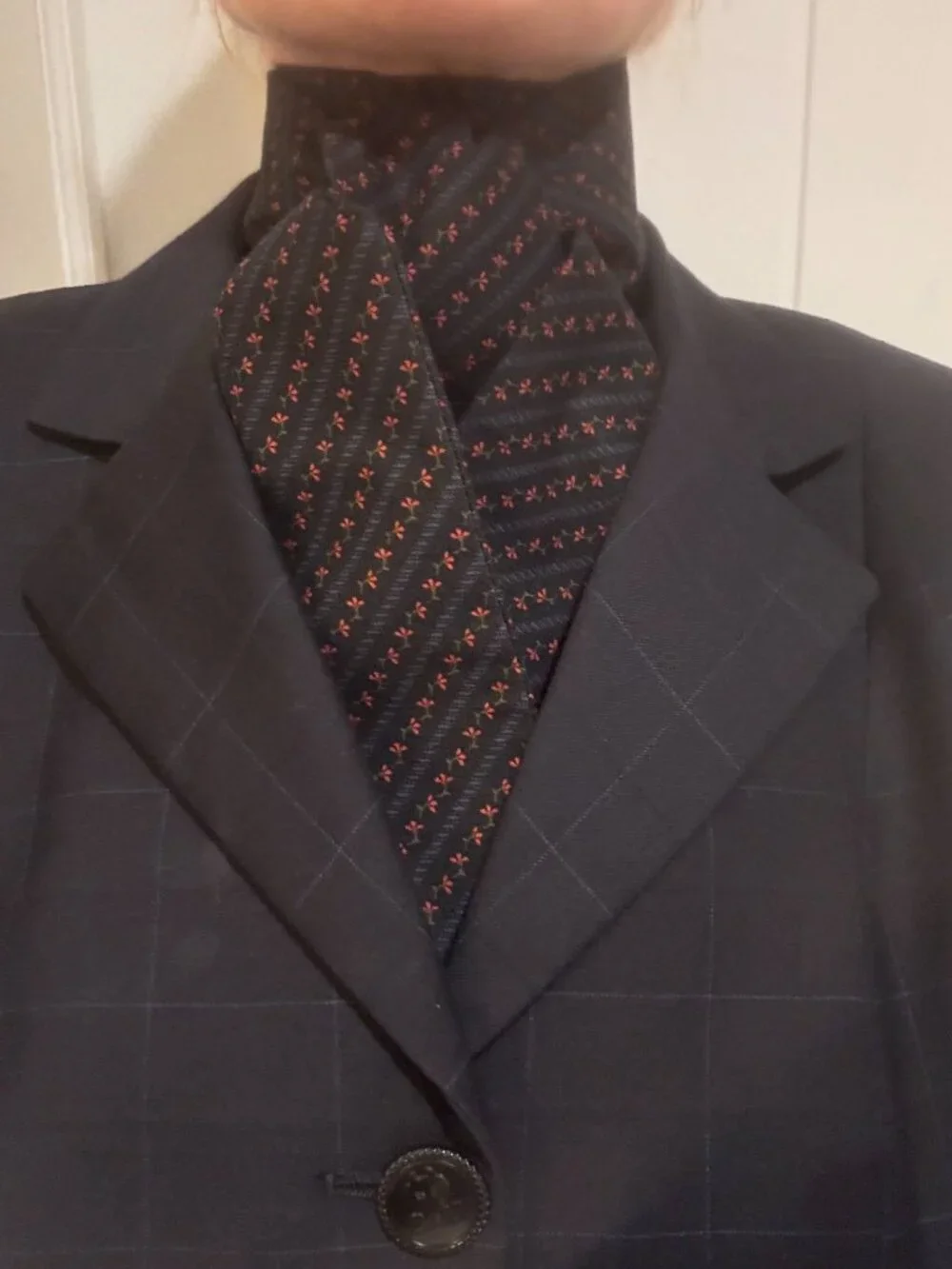 Classic Shaped Striped Floral Equestrian Fox Hunting Stock Tie